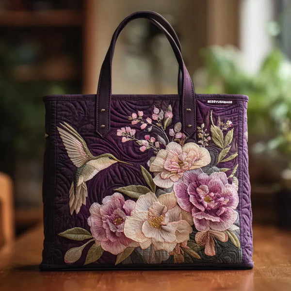 Domitille | Sac matelassé artisanal Colibris et orchidées