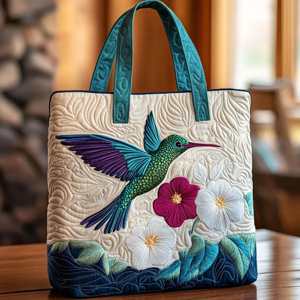 Simone | Sac matelassé Colibri et fleur blanche