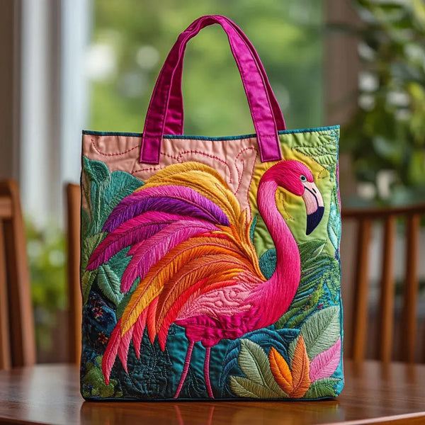 Hélène | Sac cabas matelassé Flamant arc en ciel