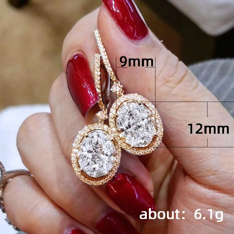 18K Gold 4ct lab Diamond cz Dangle Earring 925 Sterling silver Jewelry Luxury Party Wedding Drop Earrings for Women Bridal Gift