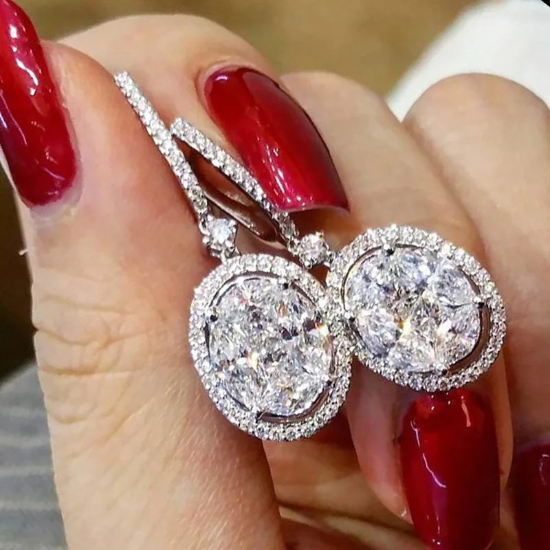 18K Gold 4ct lab Diamond cz Dangle Earring 925 Sterling silver Jewelry Luxury Party Wedding Drop Earrings for Women Bridal Gift