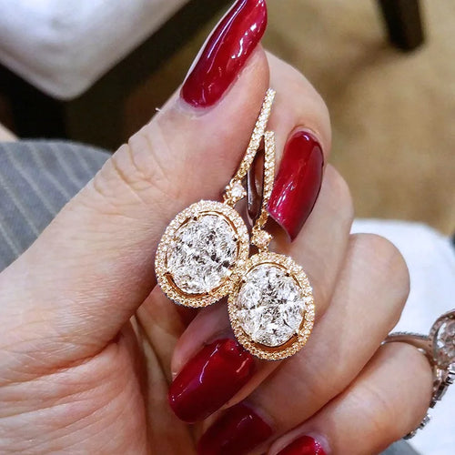 18K Gold 4ct lab Diamond cz Dangle Earring 925 Sterling silver Jewelry Luxury Party Wedding Drop Earrings for Women Bridal Gift
