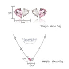 ZAKOL Romantic Pink Zirconia Heart Jewelry Sets for Women Fashion Water Drop Earrings Necklace Set Love Wedding Accessories