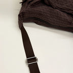 Korean-Style Retro Grid Single Shoulder Bag, Large Capacity, Versatile for School, Work, and Commuting, Unisex Design