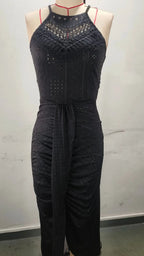 Hip-hop style streetwear trendy halter-neck sleeveless asymmetrical dress