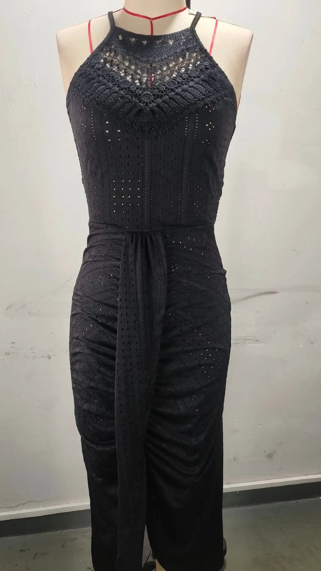 Hip-hop style streetwear trendy halter-neck sleeveless asymmetrical dress