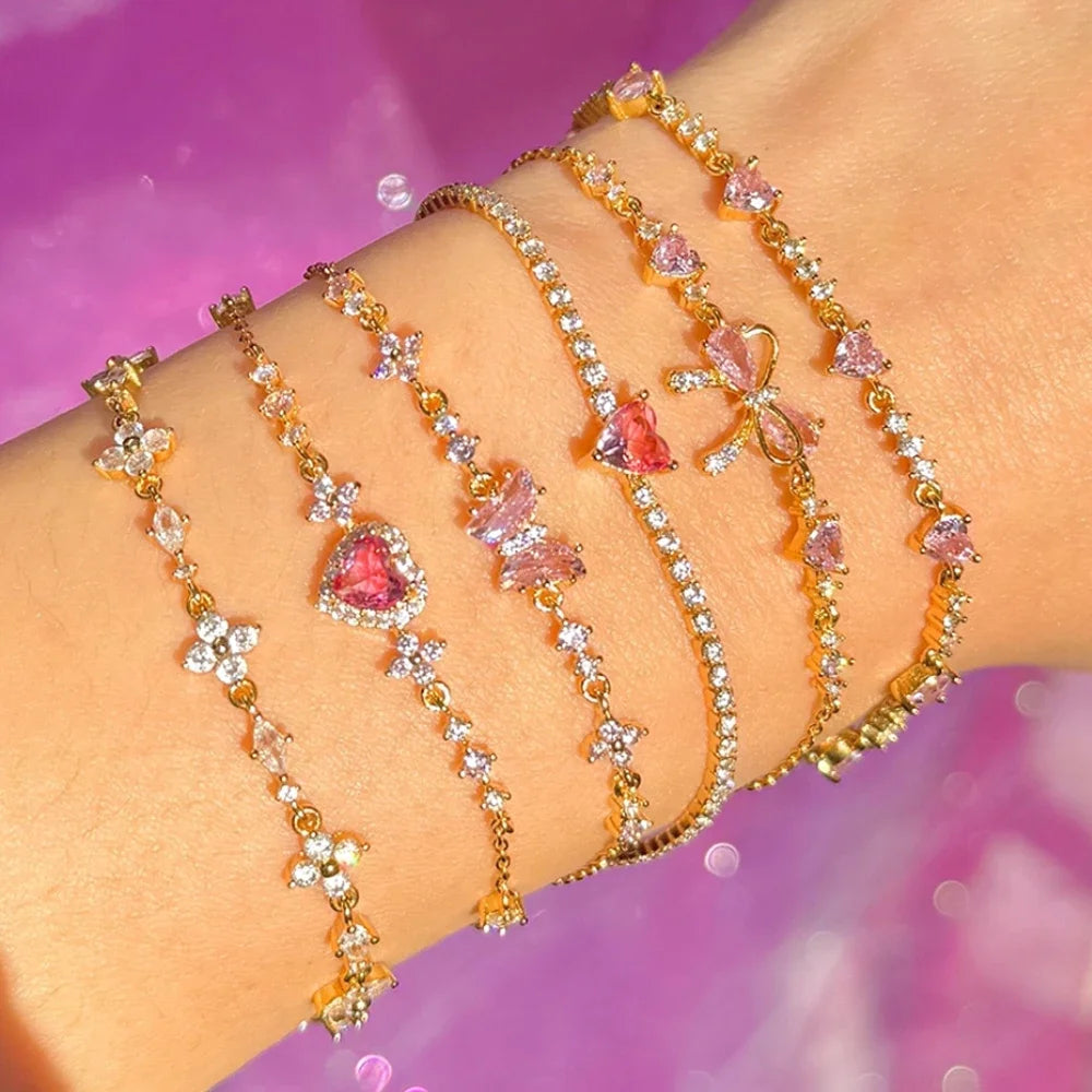 Rose | Bracelet cœur et nœud