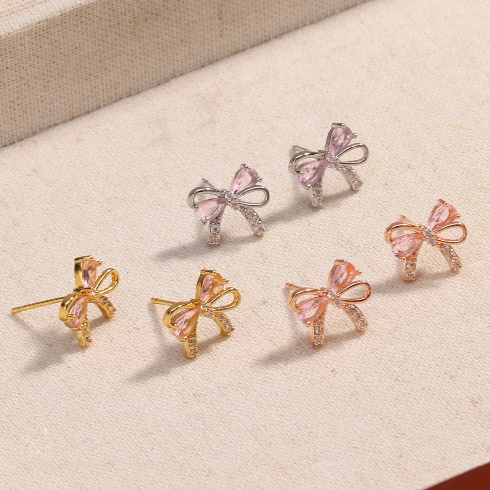 Y2K Exquisite Sweet Pink Zircon Bowknot Love Heart Chain Bracelet For Women Girls Party Birthday Jewelry Gift