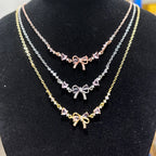 Y2K Exquisite Sweet Pink Zircon Bowknot Love Heart Chain Bracelet For Women Girls Party Birthday Jewelry Gift