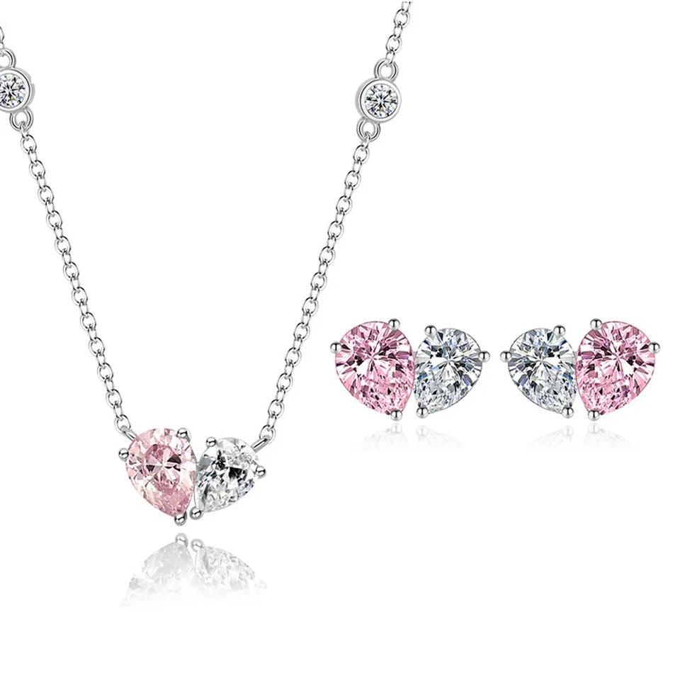 Aurore | Parure Cœur en Zircon Rose