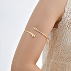 Vintage Boho Simple Arm Bracelet for Women Stainless Steel Geometric Coil Upper Arm Band Armlets Cuff Bangle Adjustable Jewelry