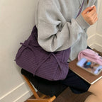 Korean-Style Retro Grid Single Shoulder Bag, Large Capacity, Versatile for School, Work, and Commuting, Unisex Design