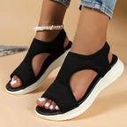 Designer Open-toe Knitted Mesh Wedge Sandals 2026Summer New Style Platform Casual Running Outdoor Everyday Women's Roman Sandals
