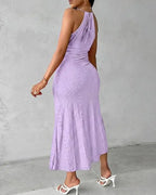 Y2k Women's Fashion Sleeveless Beach Dress Sexy Perspective Hanging Neck Dresses Ladies Solid Irregular Hem Vacation Vestidos