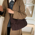 Korean-Style Retro Grid Single Shoulder Bag, Large Capacity, Versatile for School, Work, and Commuting, Unisex Design