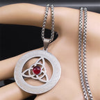 Celtic Trinity Knot Triquetra Necklace for Women Men Silver Color Stainless Steel Stone Witch Necklaces Jewelry Collar N8064S02