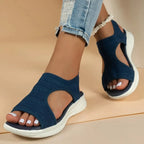 Designer Open-toe Knitted Mesh Wedge Sandals 2026Summer New Style Platform Casual Running Outdoor Everyday Women's Roman Sandals