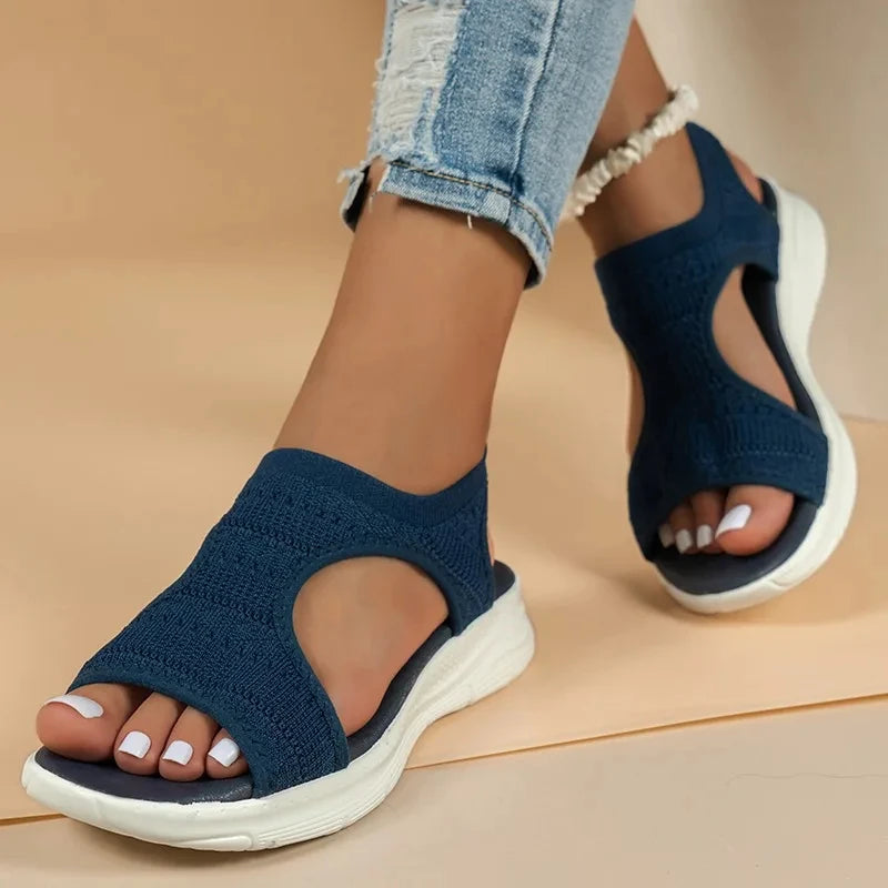 Designer Open-toe Knitted Mesh Wedge Sandals 2026Summer New Style Platform Casual Running Outdoor Everyday Women's Roman Sandals