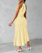 Y2k Women's Fashion Sleeveless Beach Dress Sexy Perspective Hanging Neck Dresses Ladies Solid Irregular Hem Vacation Vestidos
