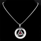 Celtic Trinity Knot Triquetra Necklace for Women Men Silver Color Stainless Steel Stone Witch Necklaces Jewelry Collar N8064S02