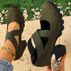Women Mary Jane Pumps Suede Round Toe Elastic Strap Platform Chunky Block Heels Shoes Non-Slip Vintage Casual Zapatos De Mujer