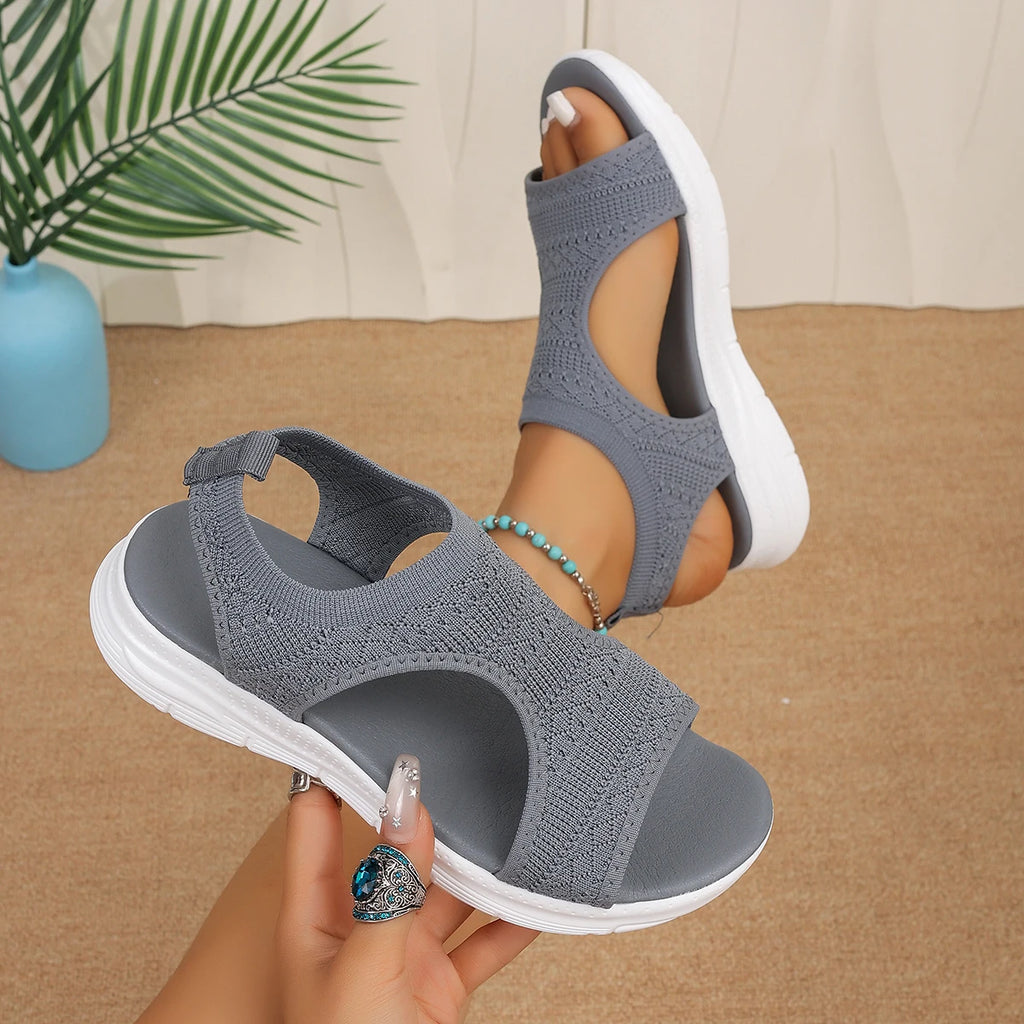 Designer Open-toe Knitted Mesh Wedge Sandals 2026Summer New Style Platform Casual Running Outdoor Everyday Women's Roman Sandals