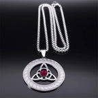 Celtic Trinity Knot Triquetra Necklace for Women Men Silver Color Stainless Steel Stone Witch Necklaces Jewelry Collar N8064S02
