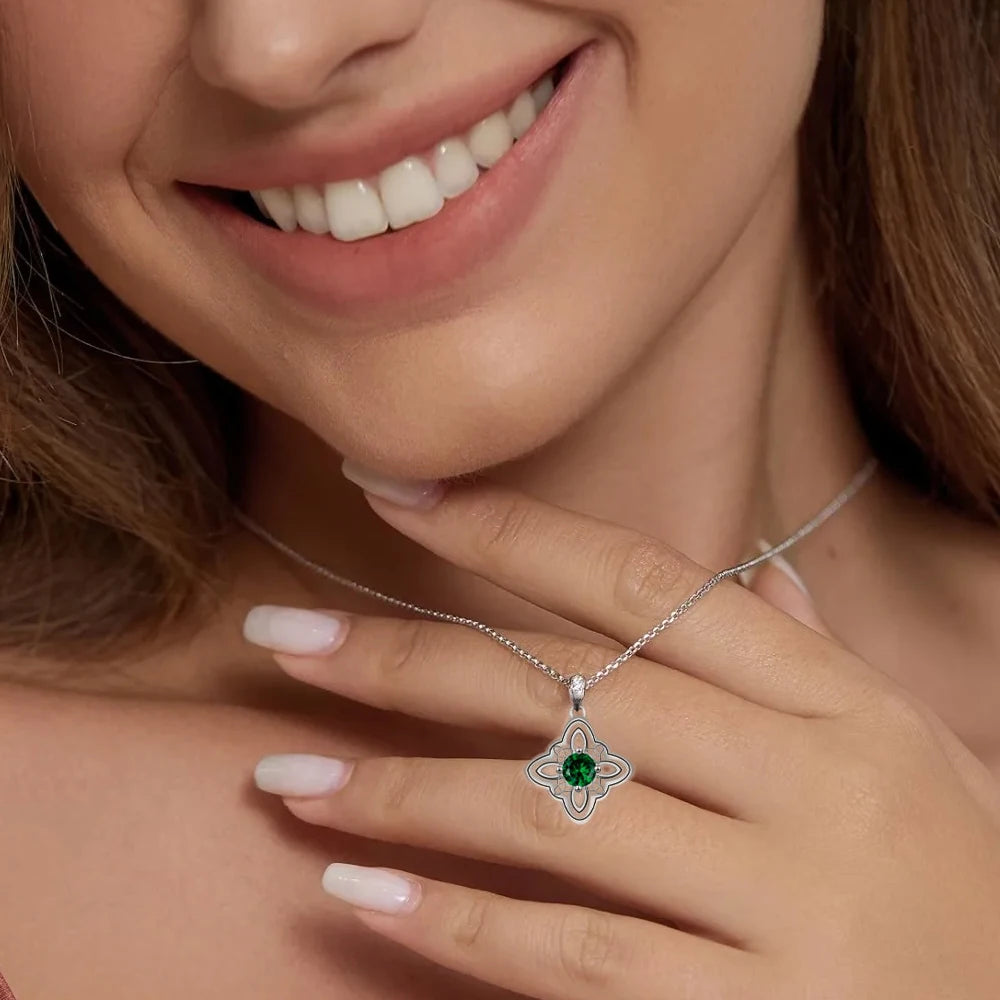 925 Thai Silver Classic Witch Knot Necklace With Zircons Trinity Knot Good Luck CZ Charm Wiccan Symbol Protection Jewelry