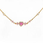 Y2K Exquisite Sweet Pink Zircon Bowknot Love Heart Chain Bracelet For Women Girls Party Birthday Jewelry Gift