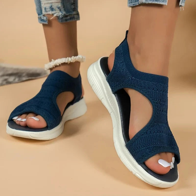 Designer Open-toe Knitted Mesh Wedge Sandals 2026Summer New Style Platform Casual Running Outdoor Everyday Women's Roman Sandals