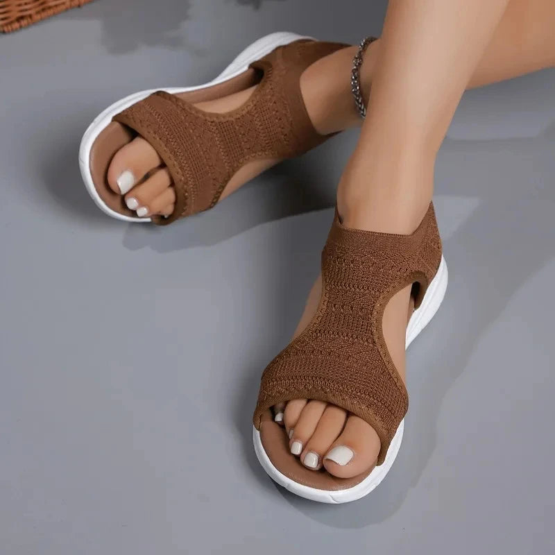 Designer Open-toe Knitted Mesh Wedge Sandals 2026Summer New Style Platform Casual Running Outdoor Everyday Women's Roman Sandals
