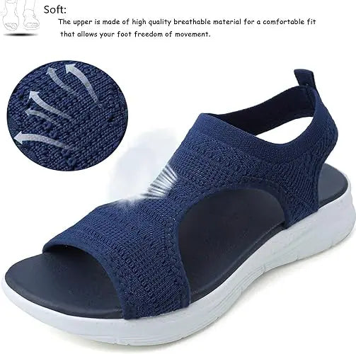 Designer Open-toe Knitted Mesh Wedge Sandals 2026Summer New Style Platform Casual Running Outdoor Everyday Women's Roman Sandals