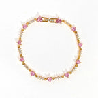 Y2K Exquisite Sweet Pink Zircon Bowknot Love Heart Chain Bracelet For Women Girls Party Birthday Jewelry Gift
