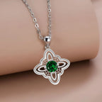 925 Thai Silver Classic Witch Knot Necklace With Zircons Trinity Knot Good Luck CZ Charm Wiccan Symbol Protection Jewelry