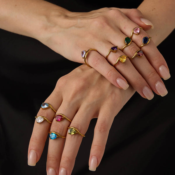 Camille | Bague goutte d'eau lumineuse