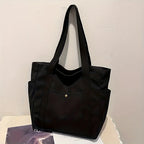 Stylish Large Capacity Canvas Tote Bag, Zipper Closure Durable Shoulder Straps Perfect for Commuting, College and Book Carrying