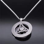 Celtic Trinity Knot Triquetra Necklace for Women Men Silver Color Stainless Steel Stone Witch Necklaces Jewelry Collar N8064S02