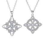 925 Thai Silver Classic Witch Knot Necklace With Zircons Trinity Knot Good Luck CZ Charm Wiccan Symbol Protection Jewelry