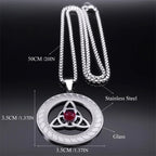 Celtic Trinity Knot Triquetra Necklace for Women Men Silver Color Stainless Steel Stone Witch Necklaces Jewelry Collar N8064S02