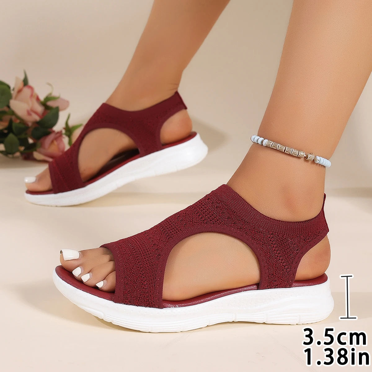 Designer Open-toe Knitted Mesh Wedge Sandals 2026Summer New Style Platform Casual Running Outdoor Everyday Women's Roman Sandals