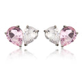 ZAKOL Romantic Pink Zirconia Heart Jewelry Sets for Women Fashion Water Drop Earrings Necklace Set Love Wedding Accessories