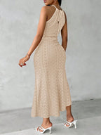 Y2k Women's Fashion Sleeveless Beach Dress Sexy Perspective Hanging Neck Dresses Ladies Solid Irregular Hem Vacation Vestidos
