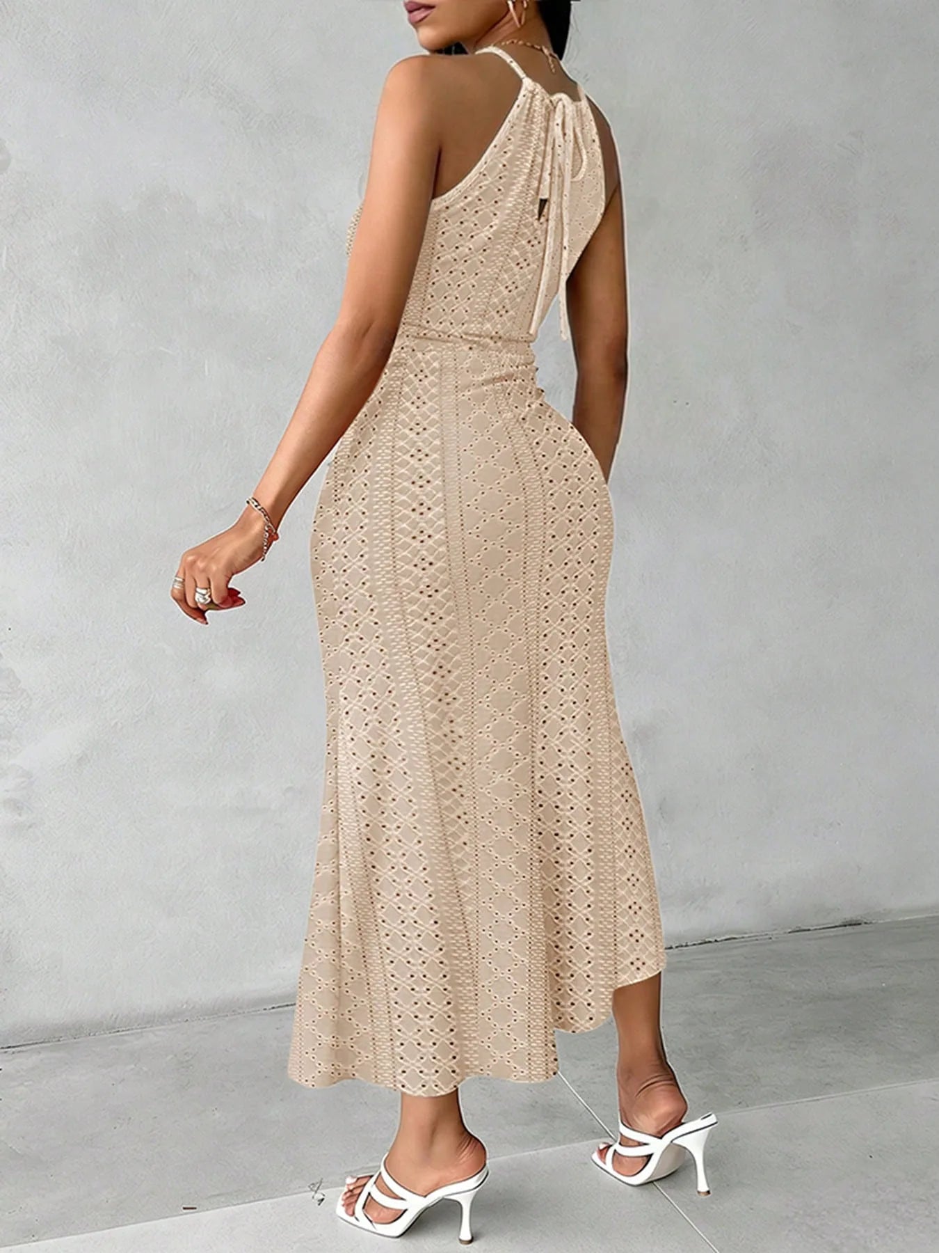 Y2k Women's Fashion Sleeveless Beach Dress Sexy Perspective Hanging Neck Dresses Ladies Solid Irregular Hem Vacation Vestidos