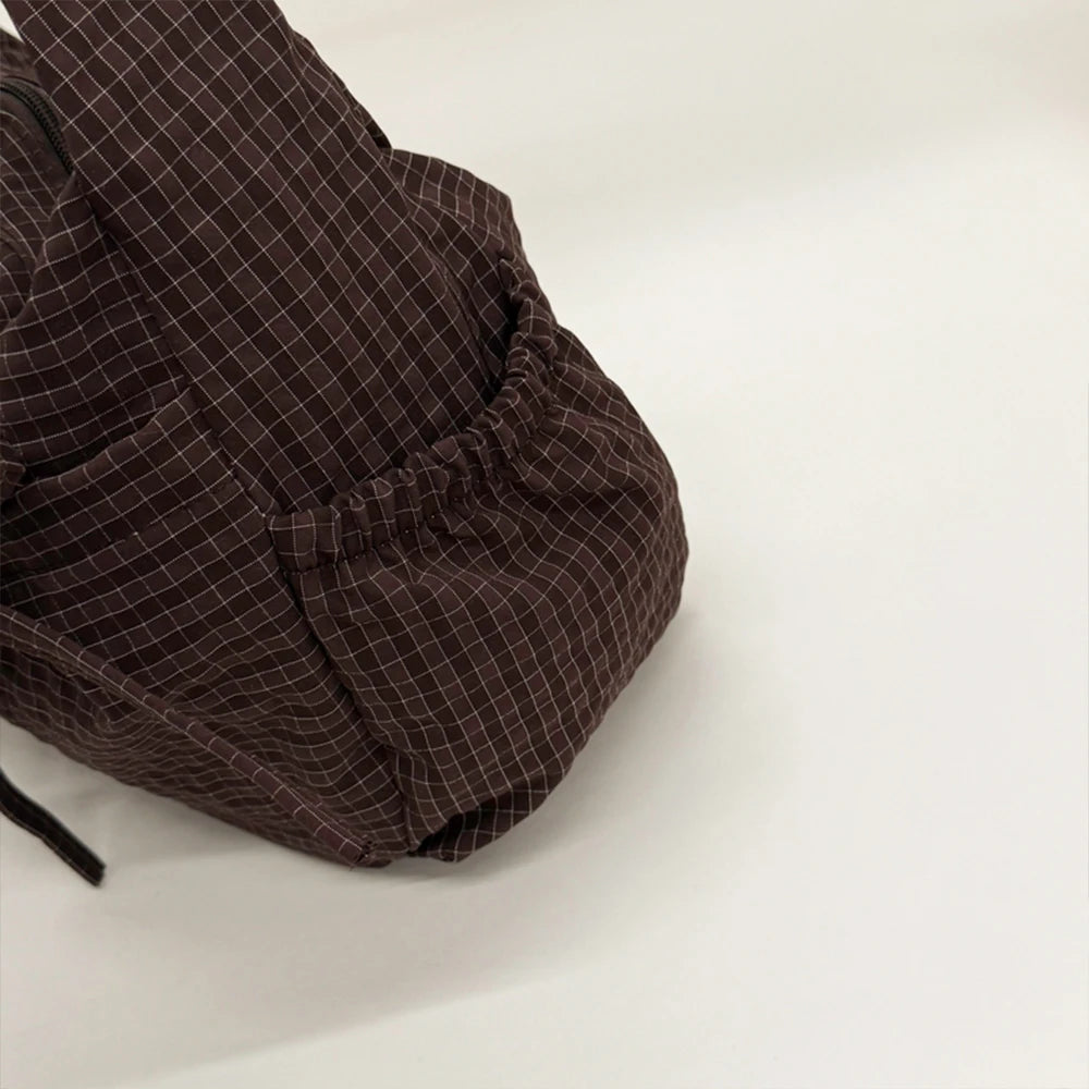 Korean-Style Retro Grid Single Shoulder Bag, Large Capacity, Versatile for School, Work, and Commuting, Unisex Design