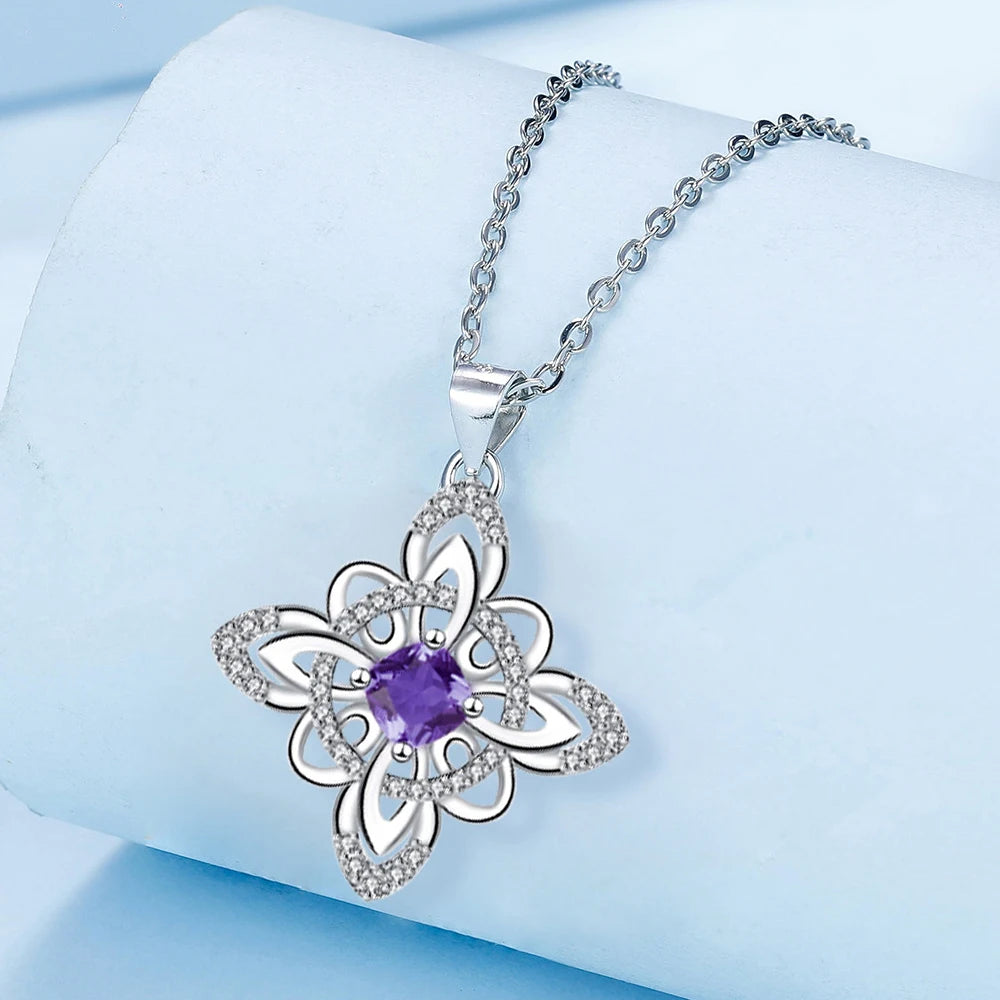 925 Thai Silver Classic Witch Knot Necklace With Zircons Trinity Knot Good Luck CZ Charm Wiccan Symbol Protection Jewelry