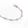 Y2K Exquisite Sweet Pink Zircon Bowknot Love Heart Chain Bracelet For Women Girls Party Birthday Jewelry Gift