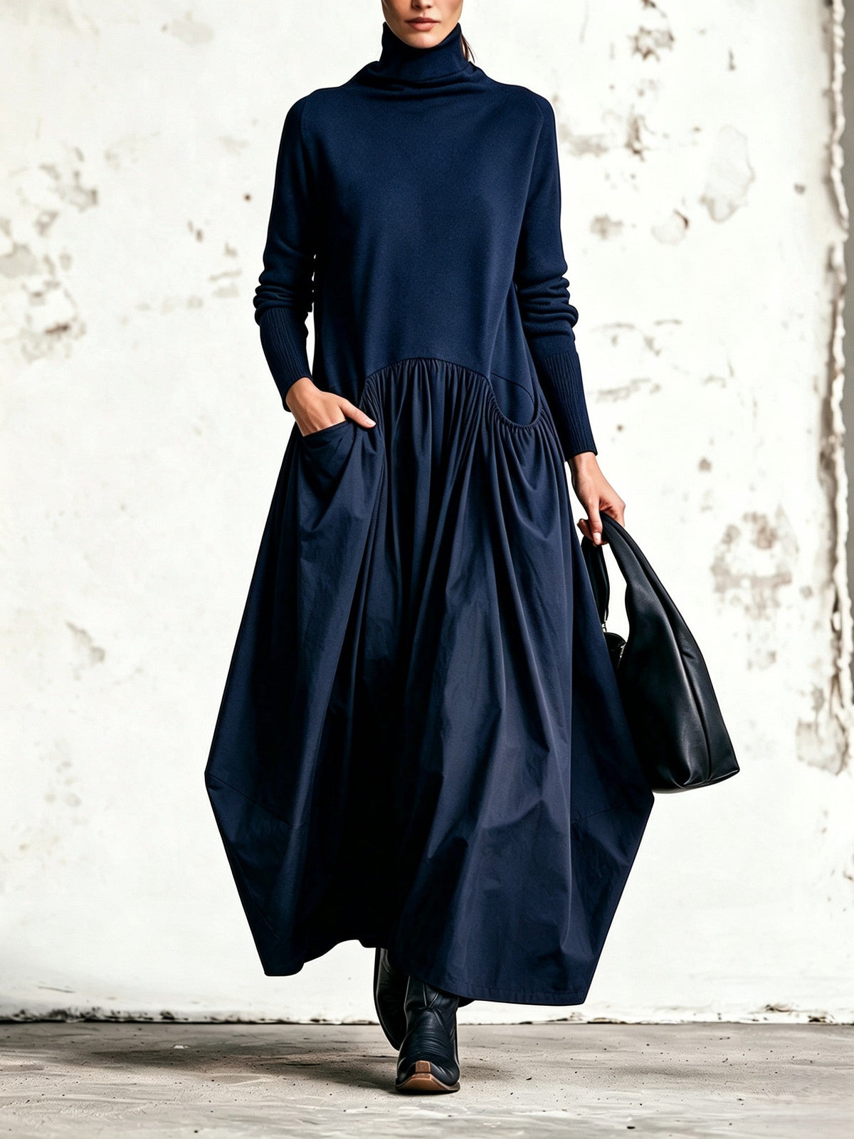 Odette | Robe maxi oversize à col montant