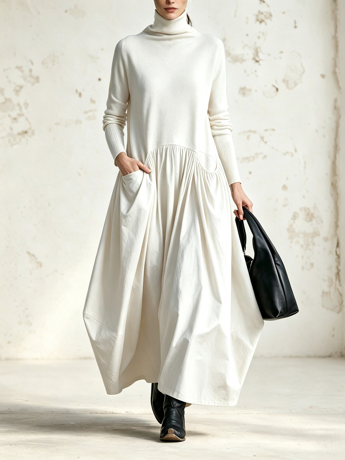 Odette | Robe maxi oversize à col montant