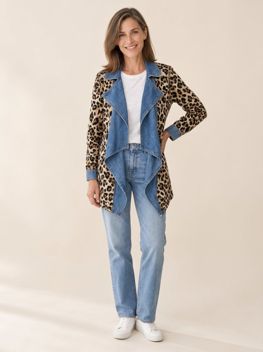 Sherilyn | Veste léopard et denim