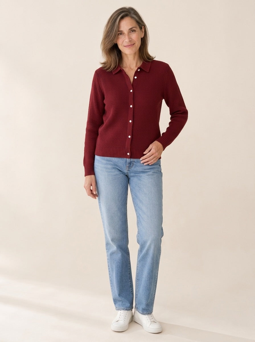 Katrina | Cardigan boutonné en maille texturée